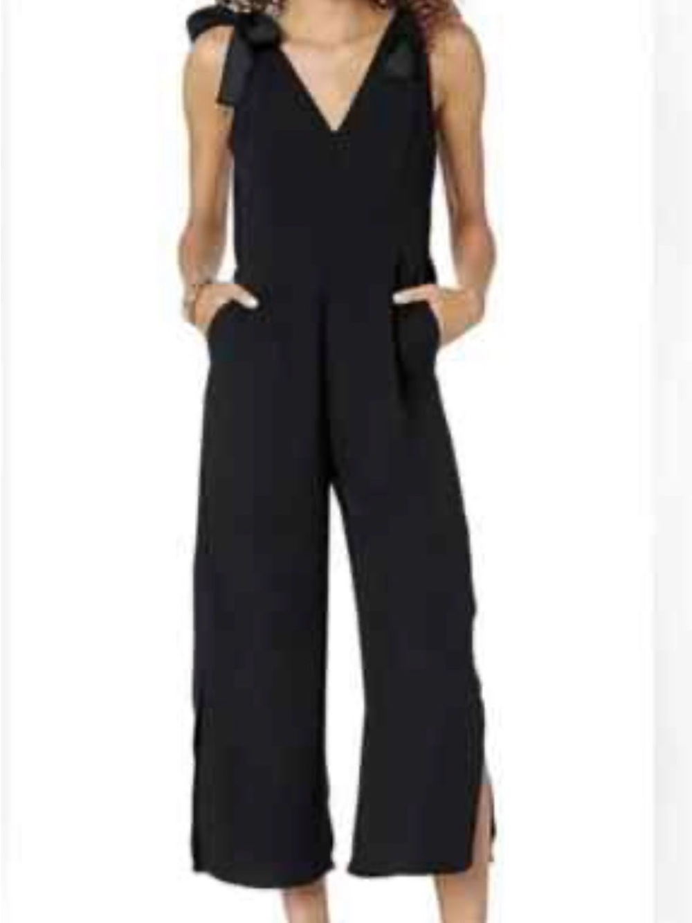 Lilly Pulitzer Black Tie-Shoulder Wide-Leg Jumpsuit